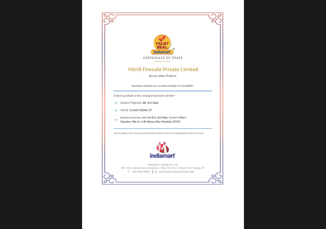 Certificate of Trust By Indiamart